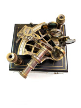 Antique Nautical Brass J. Scott Ship Working Astrolabe Telescope Sextant in Wooden Box
